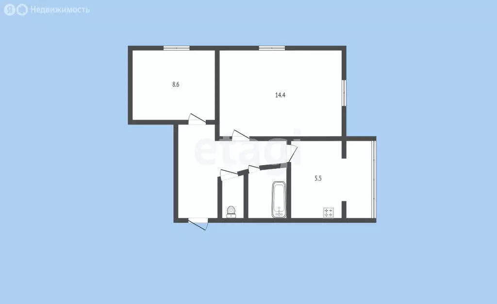 2-комнатная квартира: Черкесск, проспект Ленина, 71 (36.9 м) - Фото 0