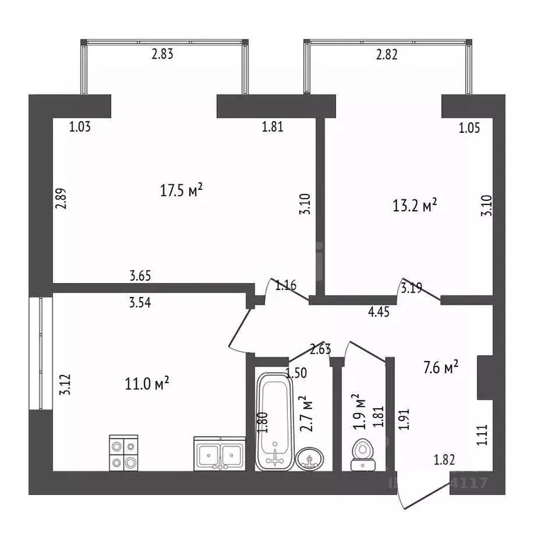 2-к кв. Севастополь ул. Симонка, 53В (53.6 м) - Фото 0