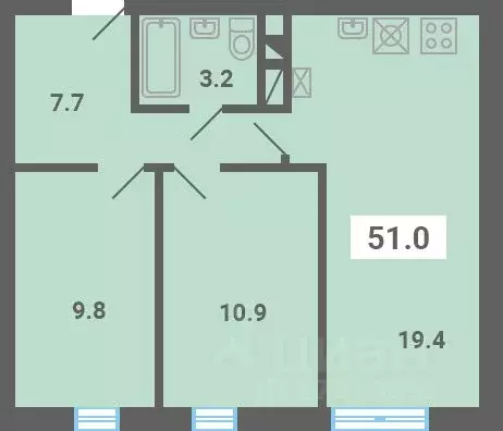 2-к кв. Московская область, Ленинский городской округ, пос. Мещерино, ... - Фото 0