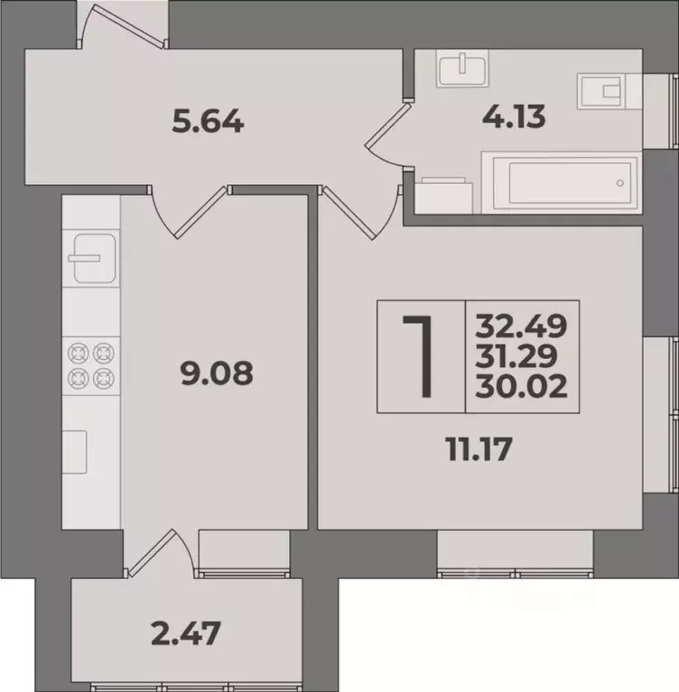 1-к кв. Калининградская область, Калининград Суздальская ул. (32.49 м) - Фото 1
