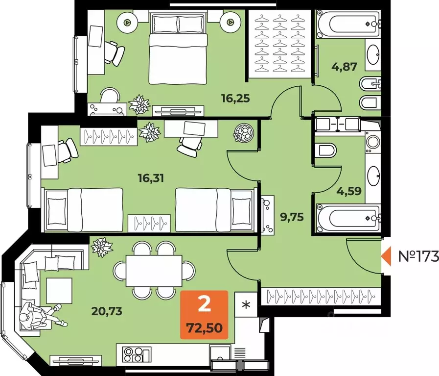 2-к кв. Самарская область, Самара просп. Карла Маркса, 231Б (71.1 м) - Фото 1