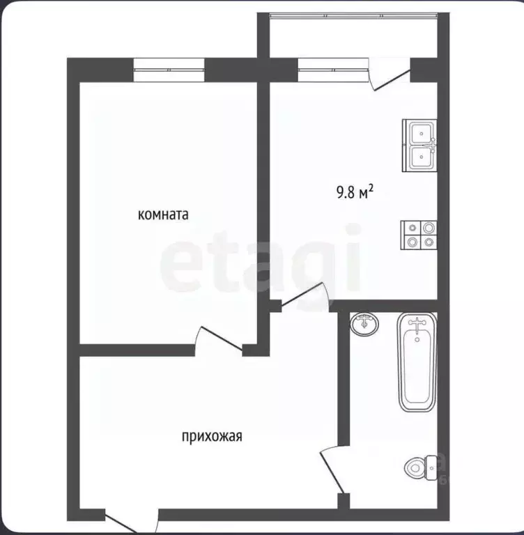 1-к кв. Крым, Евпатория ул. Чапаева, 28Д (37.2 м) - Фото 2