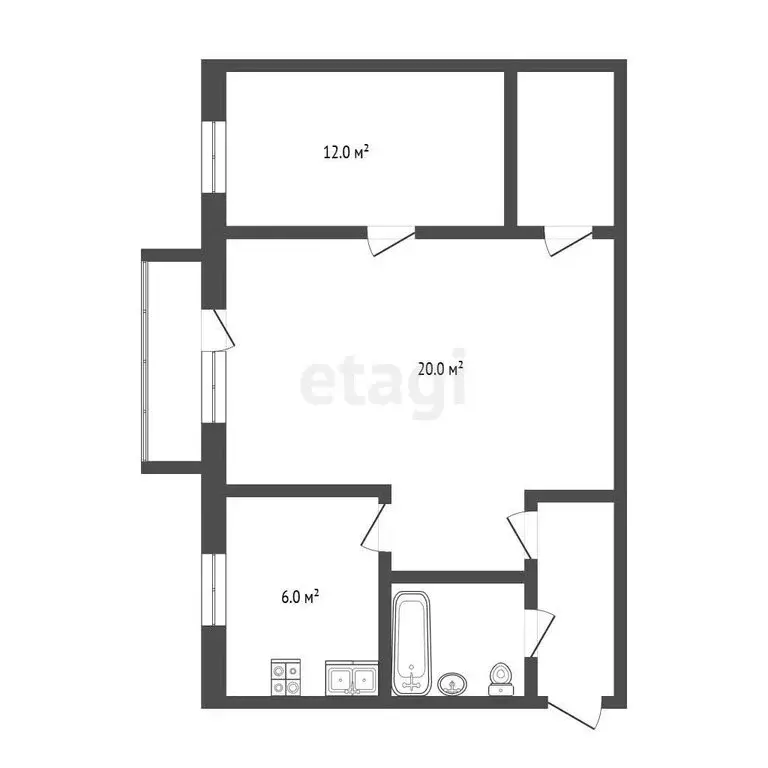 2-комнатная квартира: Омск, улица Маршала Жукова, 89 (41 м) - Фото 1