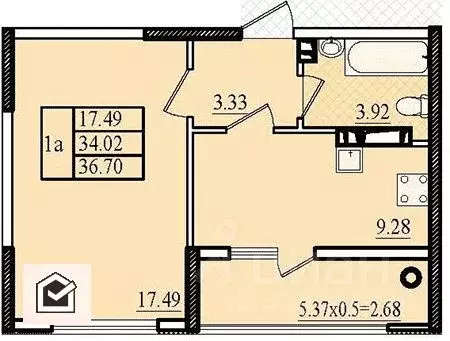 1-к кв. Крым, Евпатория ул. Чапаева, 28 (37.0 м) - Фото 1