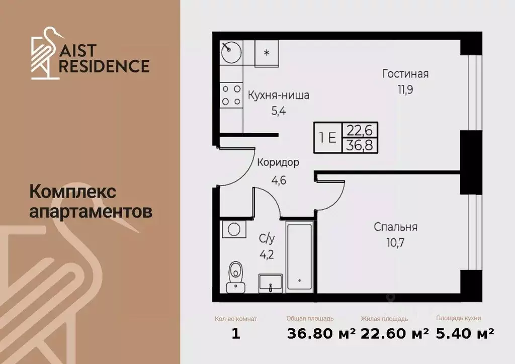 2-к кв. Москва ул. Наметкина, 10Д (36.8 м) - Фото 1