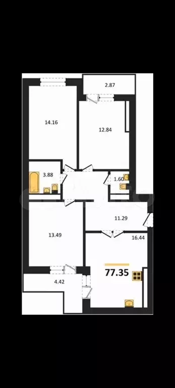 3-к. квартира, 81 м, 8/9 эт. - Фото 1