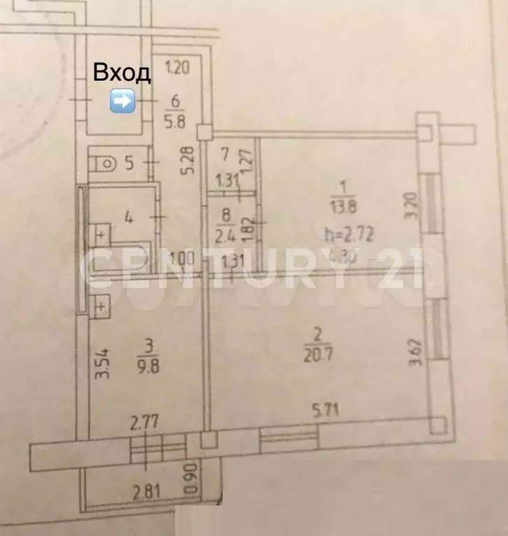 2-к. квартира, 58,7 м, 3/17 эт. - Фото 0