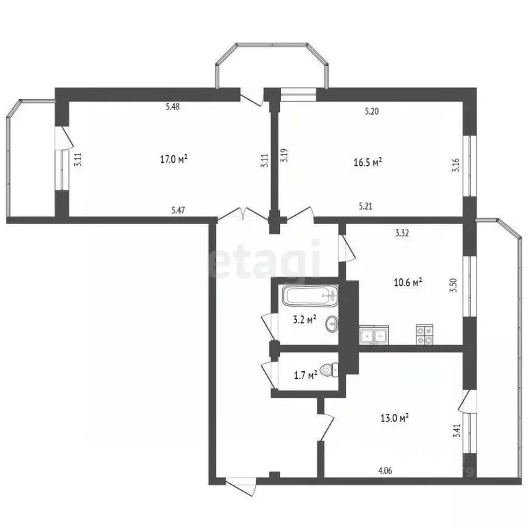 3-к кв. Белгородская область, Белгород ул. Князя Трубецкого, 26а (79.5 ... - Фото 1