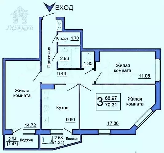 3-к. квартира, 70 м, 3/17 эт. - Фото 0