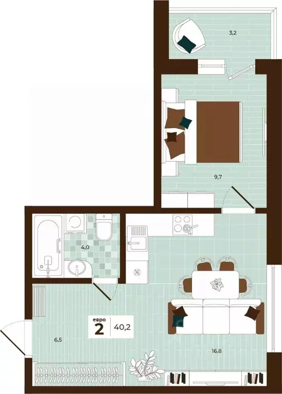 2-к кв. Тульская область, Тула ул. Академика Насоновой, 3 (40.2 м) - Фото 1