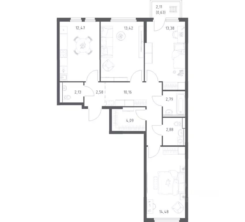 3-к кв. Московская область, Ленинский городской округ, Мисайлово пгт, ... - Фото 1
