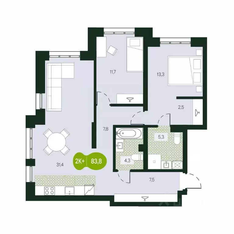 3-к кв. Забайкальский край, Чита Каштакский мкр,  (83.8 м) - Фото 1