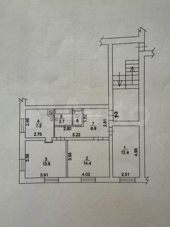 3-к. квартира, 62 м, 1/3 эт. - Фото 0