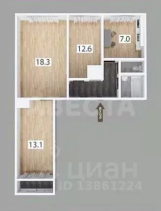 3-к кв. Омская область, Омск Заозерный мкр, ул. Стрельникова, 1 (60.5 ... - Фото 1