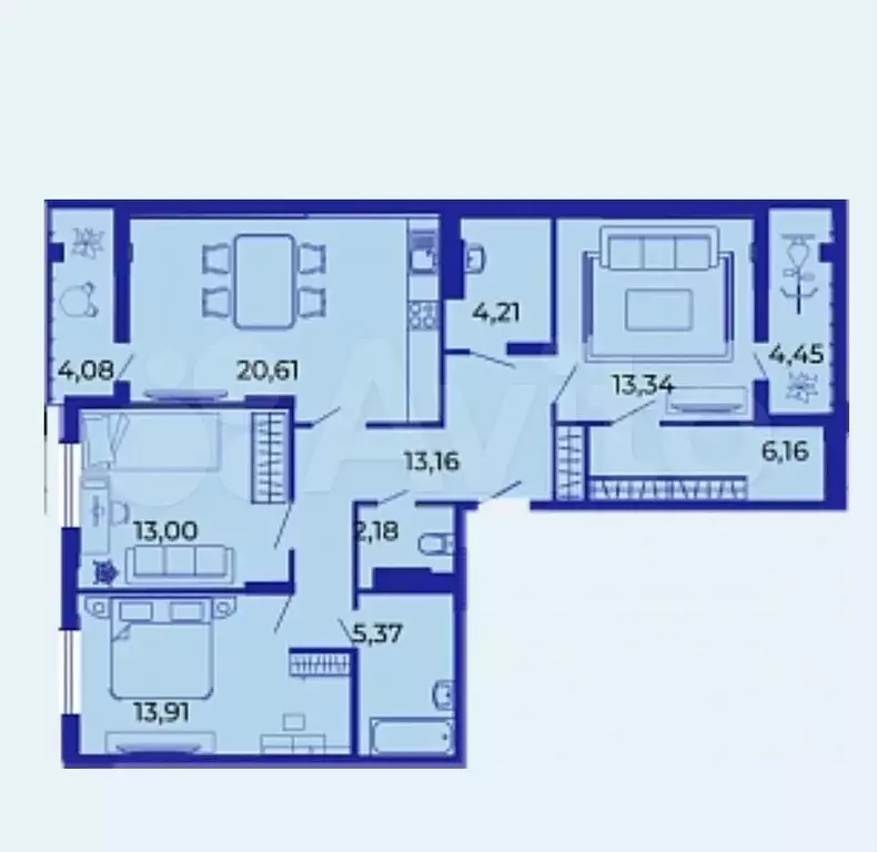3-к. квартира, 100 м, 2/15 эт. - Фото 1
