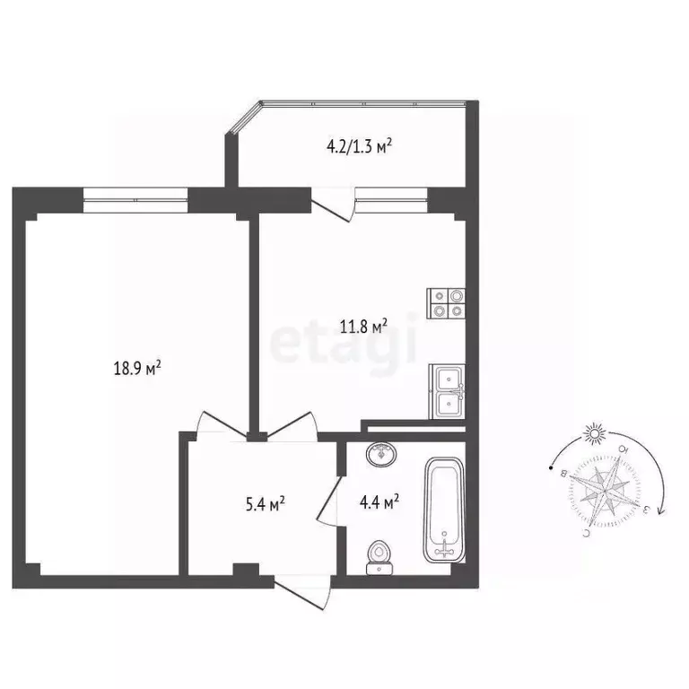 1-к кв. Ставропольский край, Ессентуки ул. Шмидта (44.7 м) - Фото 2