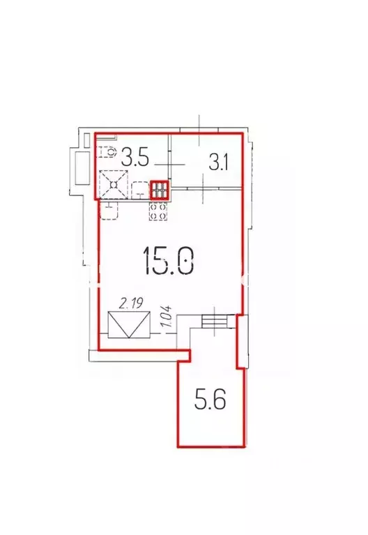 Студия Санкт-Петербург ул. Орбитальная, 9к1 (21.6 м) - Фото 1