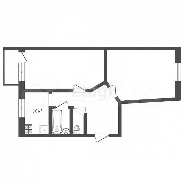 2-к. квартира, 46,5 м, 4/5 эт. - Фото 1
