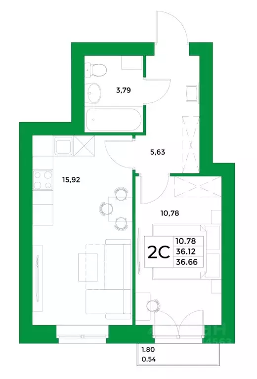1-к кв. Башкортостан, Уфимский район, Зубовский сельсовет, с. Зубово ... - Фото 1