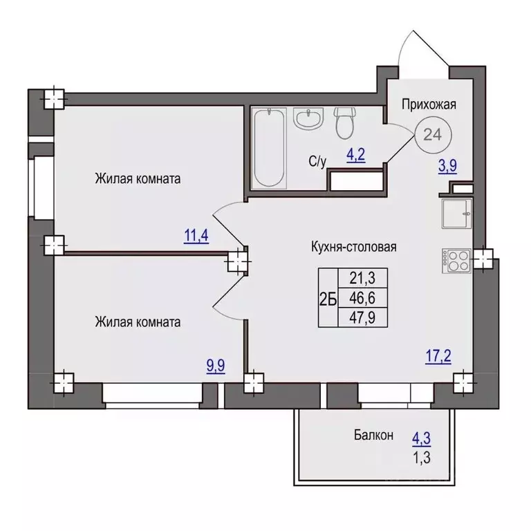 2-к кв. Псковская область, Псковский район, Завеличенская волость, д. ... - Фото 1