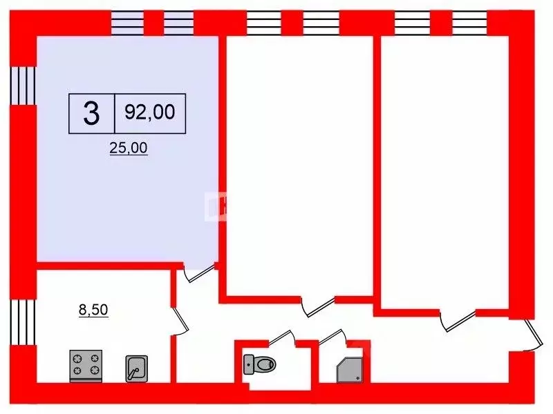 Комната Санкт-Петербург Рижский просп., 25 (25.0 м) - Фото 1