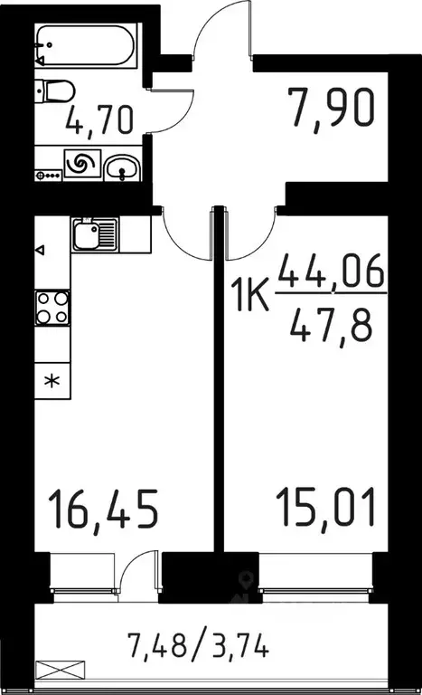 1-к кв. Томская область, Томск ул. Вершинина, 58к1 (47.8 м) - Фото 0