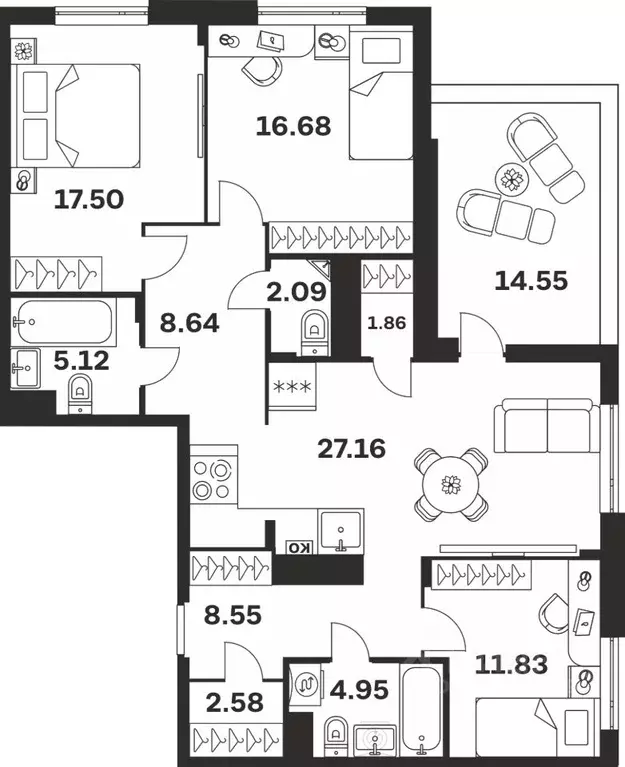 3-к кв. Тульская область, Тула ул. Богородицкая, 8В (111.32 м) - Фото 1
