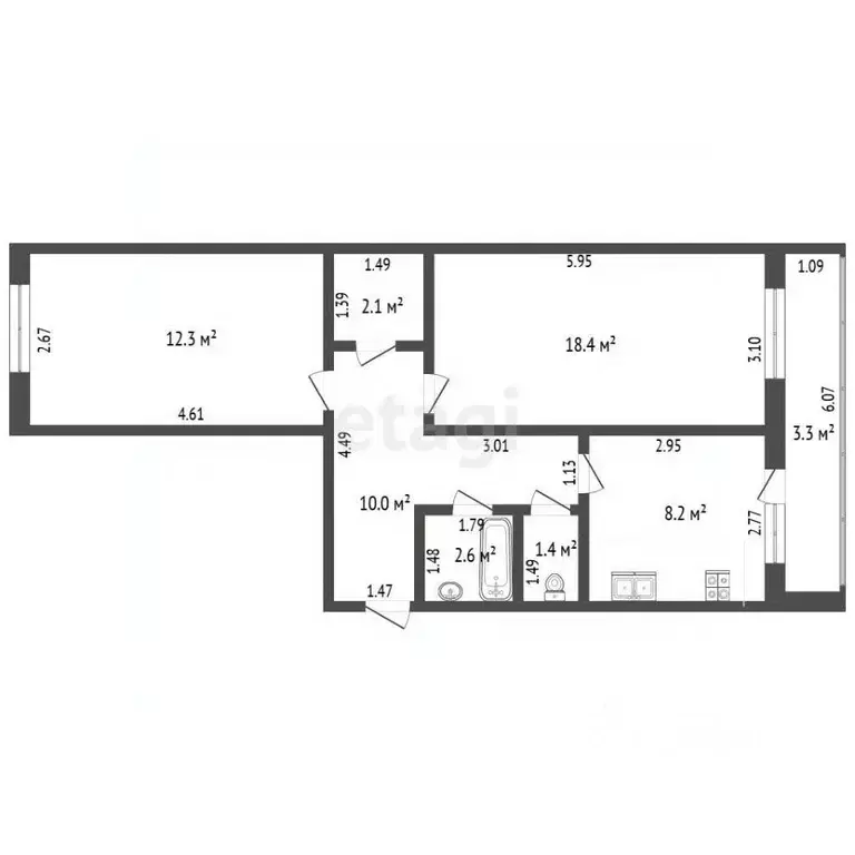 2-к кв. Забайкальский край, Чита Октябрьский мкр, 11 (55.0 м) - Фото 2
