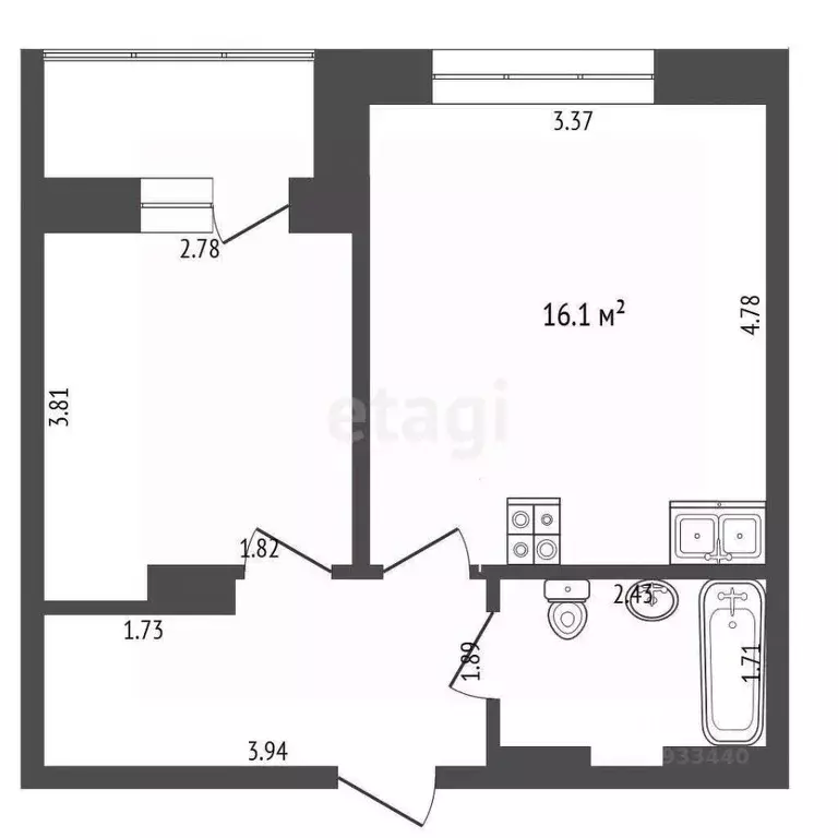 1-к кв. Тюменская область, Тюмень ул. Газовиков, 65 (38.2 м) - Фото 2