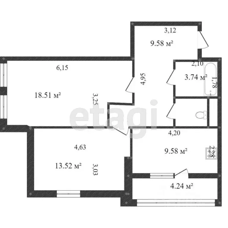 2-к кв. Белгородская область, Белгород ул. Щорса, 8Мк1 (65.0 м) - Фото 1