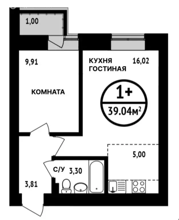 2-комнатная квартира: Уфа, улица Асхата Мирзагитова, 8 (39 м) - Фото 0