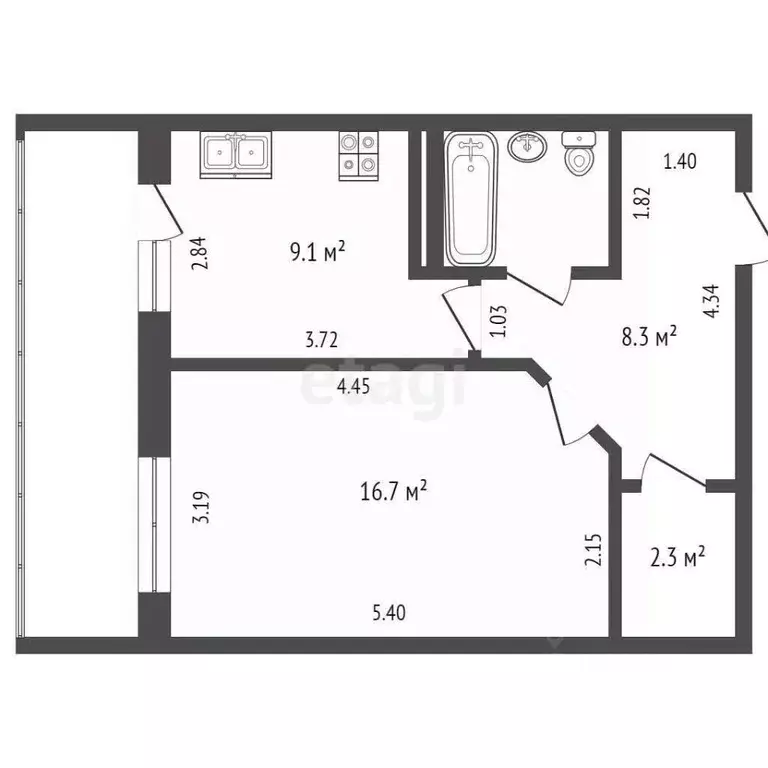 1-к кв. Московская область, Лыткарино Колхозная ул., 6к1 (40.0 м) - Фото 1