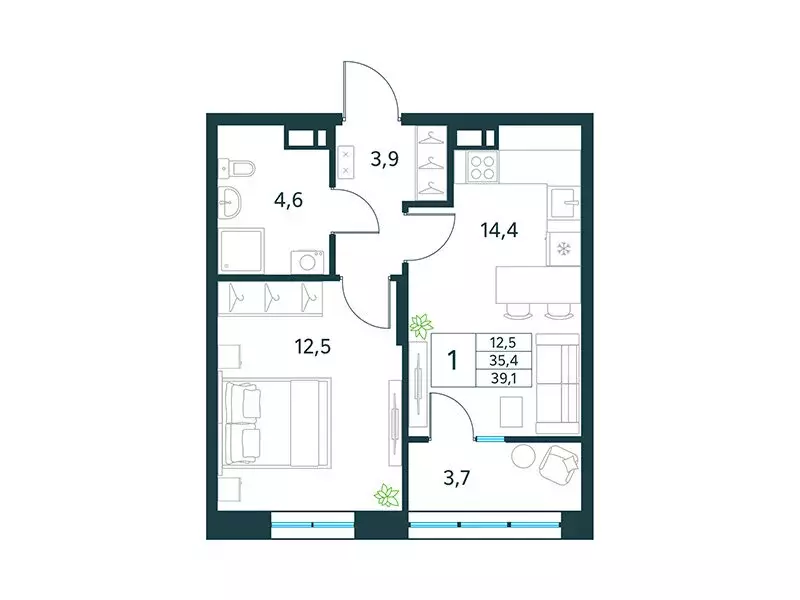 Квартира-студия: Чита, микрорайон Хороший (24.3 м) - Фото 1