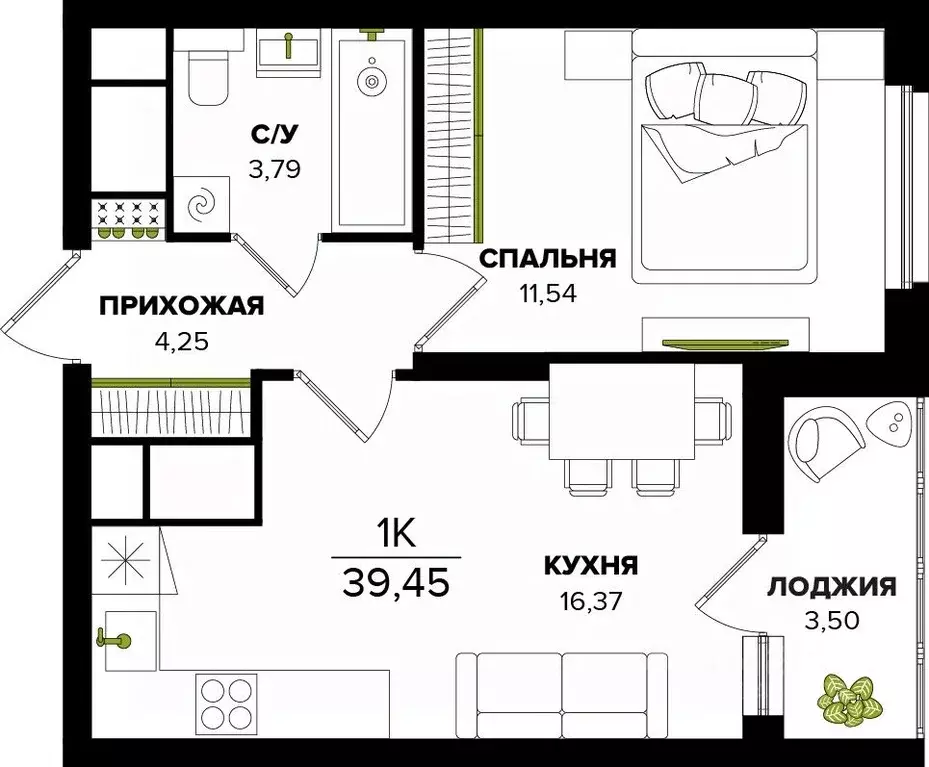 1-к кв. Тульская область, Тула  (39.45 м) - Фото 0