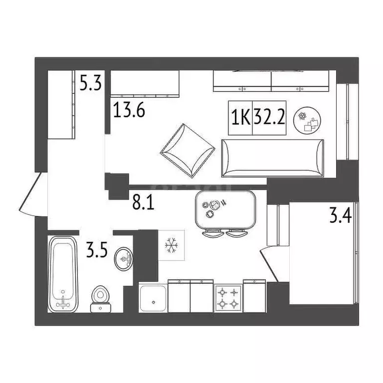 Продаётся 1-к квартира, 32.3 м - Фото 0