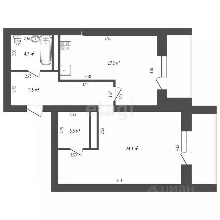 2-к кв. Саха (Якутия), Покровск Комсомольская ул., 12 (60.0 м) - Фото 2