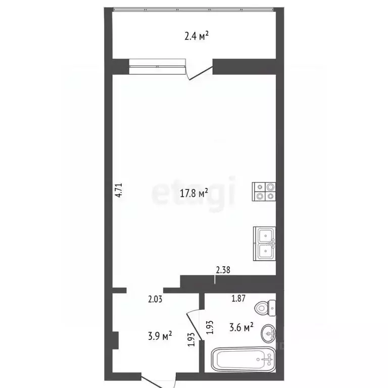 Студия Татарстан, Набережные Челны 65-й комплекс, 15 (27.7 м) - Фото 2