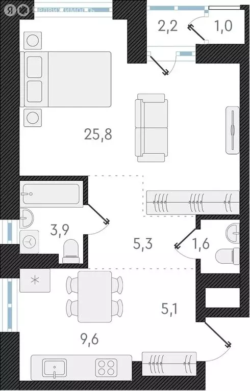 1-комнатная квартира: Новосибирск, улица Аэропорт, 49/2 (51.3 м) - Фото 0