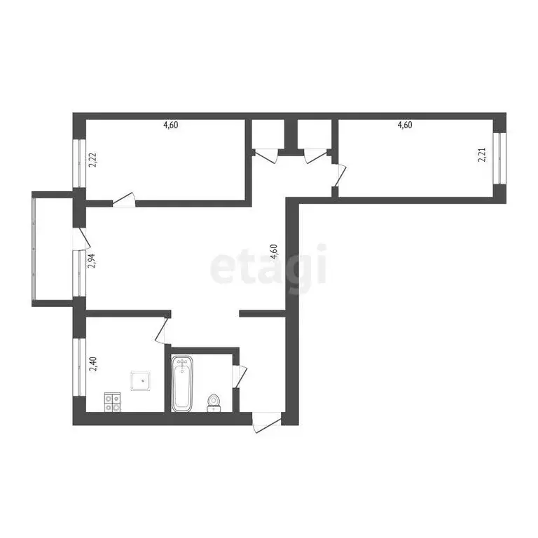 3-комнатная квартира: Севастополь, улица Академика Крылова, 9 (53.7 м) - Фото 1