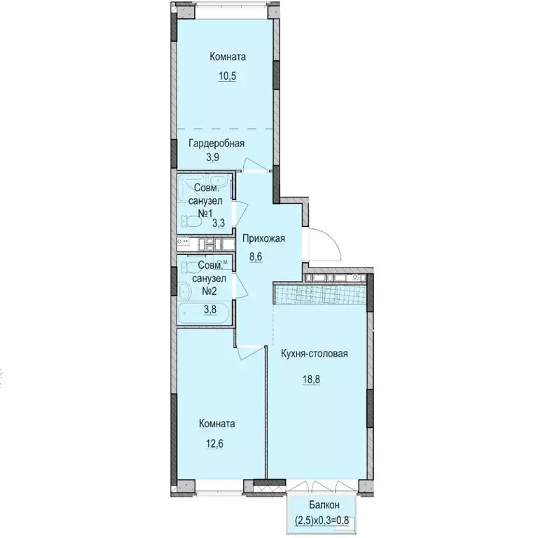 2-к кв. Татарстан, Казань Ферма-2 жилмассив,  (62.3 м) - Фото 0