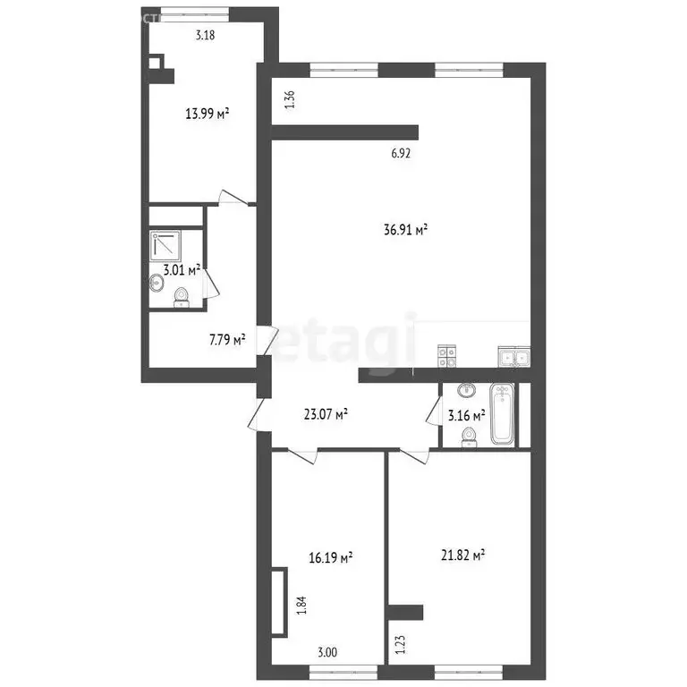 4-комнатная квартира: Нальчик, улица Тлостанова, 28Б (119.87 м) - Фото 1