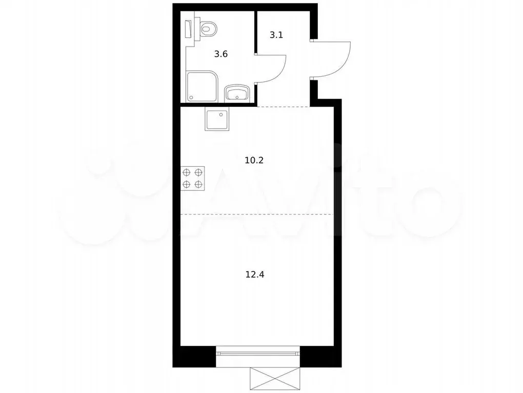 Квартира-студия, 29,3 м, 12/14 эт. - Фото 0