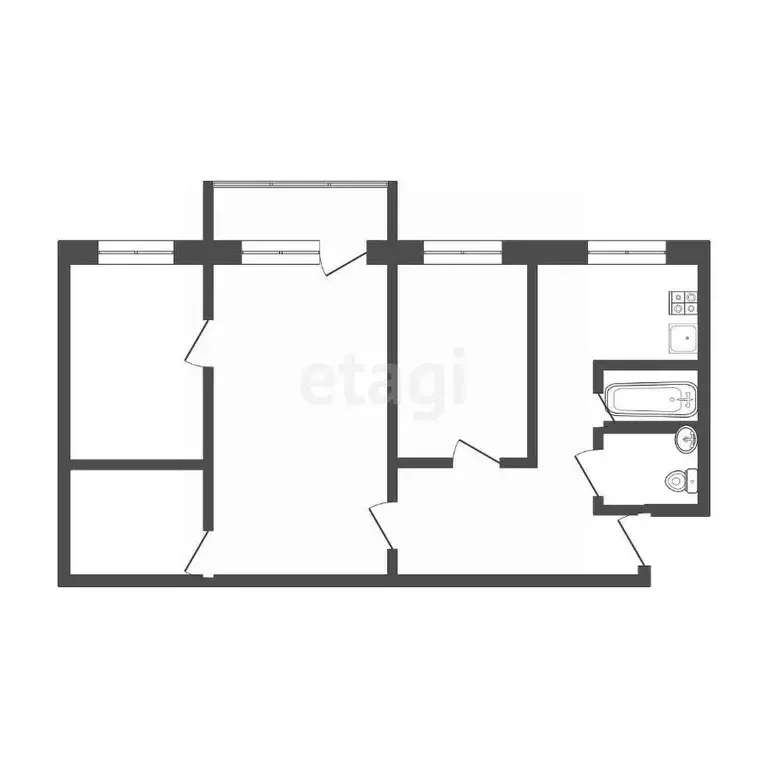 3-к кв. Тульская область, Тула ул. Халтурина, 10 (55.7 м) - Фото 1