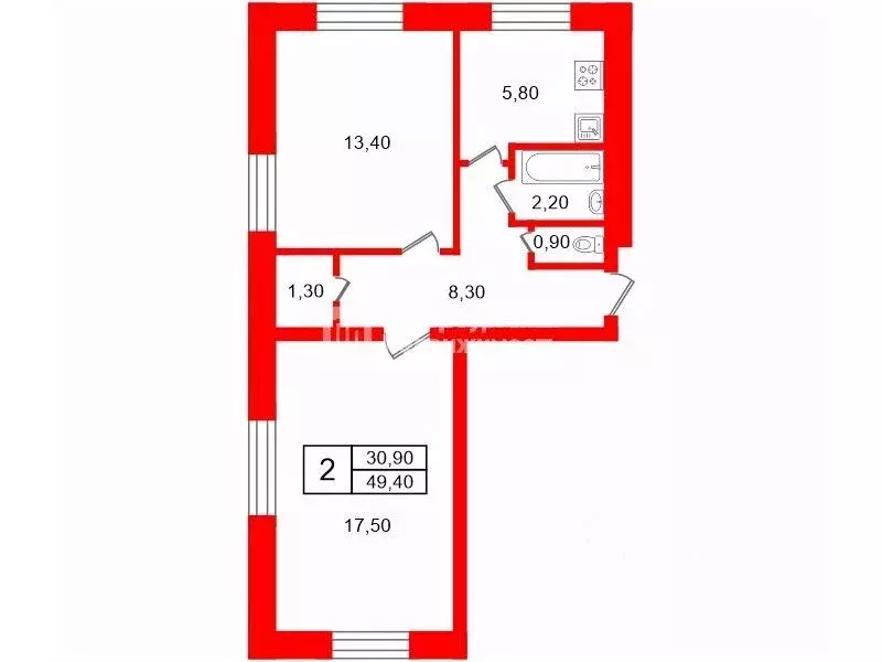 2-к кв. Санкт-Петербург Новочеркасский просп., 12К1 (49.4 м) - Фото 2