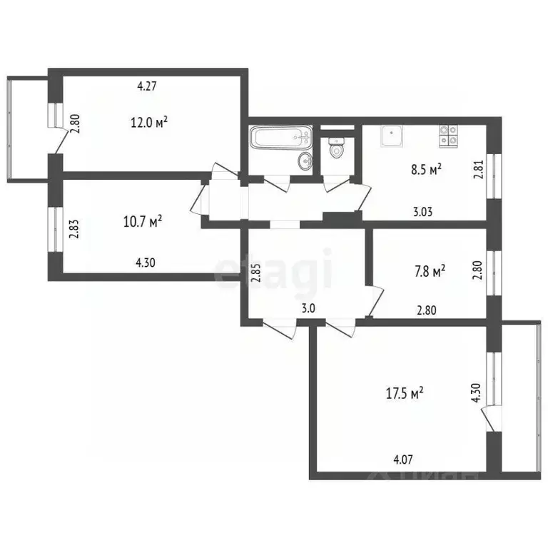 4-к кв. Кемеровская область, Кемерово Ленинградский просп., 34А (73.0 ... - Фото 2