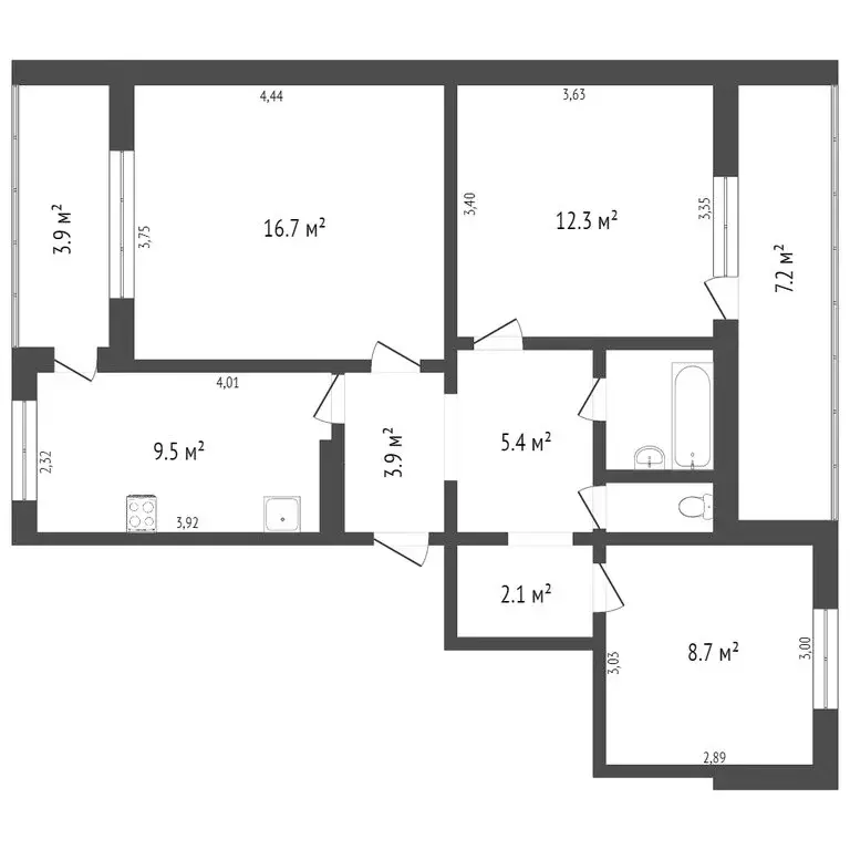 3-комнатная квартира: Севастополь, улица Косарева, 27 (67.5 м) - Фото 0