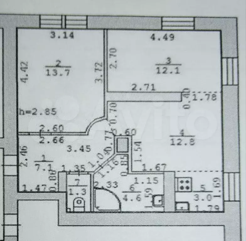 2-к. квартира, 56 м, 1/3 эт. - Фото 0