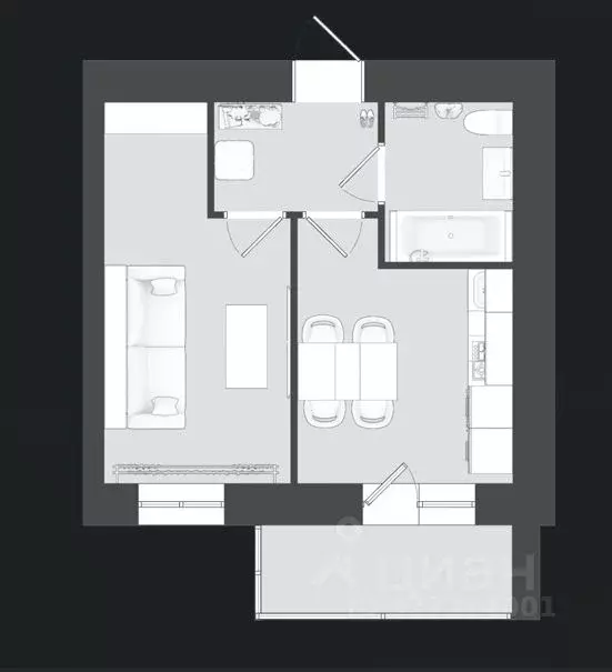 1-к кв. Коми, Сыктывкар Первомайская ул., 20 (30.1 м) - Фото 2