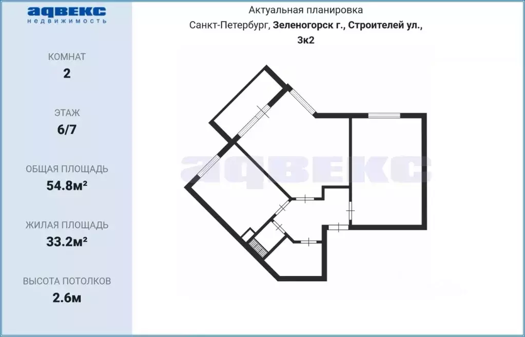 2-к кв. Санкт-Петербург, Санкт-Петербург, Зеленогорск ул. Строителей, ... - Фото 1