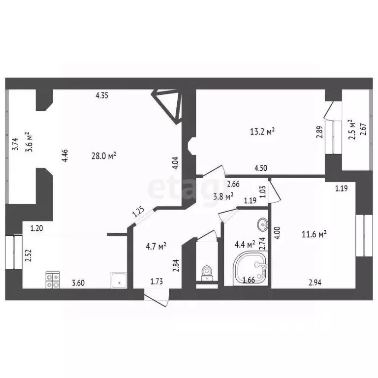 3-к кв. Калужская область, Дзержинский район, Товарково городское ... - Фото 2